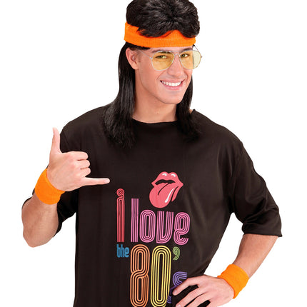 Neon Orange Sweatbands Set (Headband and 2 Wristbands)