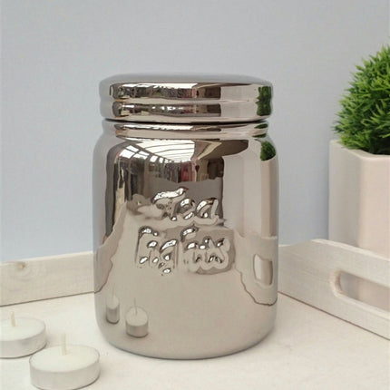 Chrome Ceramic Tealights Storage Jar