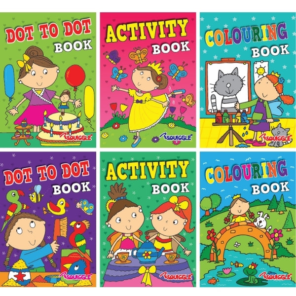 6 Mini Girls Colouring Activity Books
