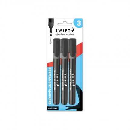 3 Black Permanent Marker Pens