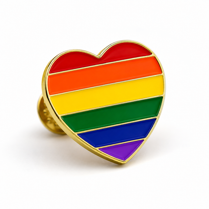 Rainbow Pride Heart Metal Pin Badge