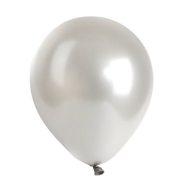10 Pearlised Silver 12" Latex Balloons