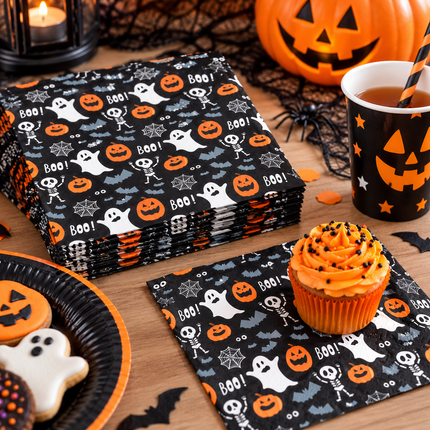 16 Pack Pumpkin Ghosts Spooky Halloween Printed Napkins