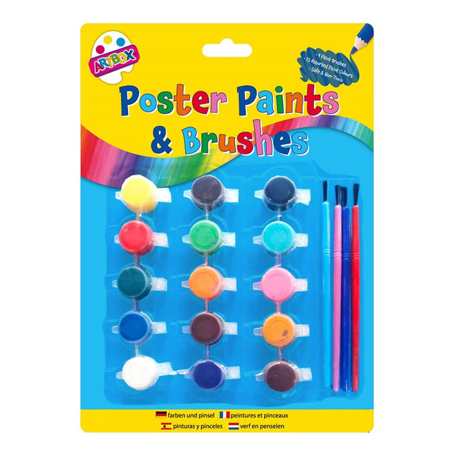 19 Poster Paints & Brushes Set