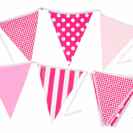 Pink Spots & Stripes 10m Triangle Bunting