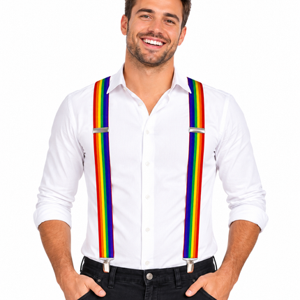 Rainbow Pride Braces Adjustable Adult Suspenders