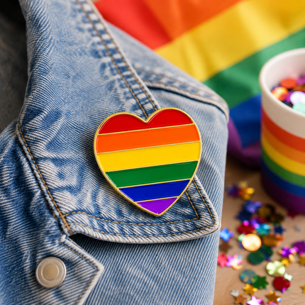 Rainbow Pride Heart Metal Pin Badge