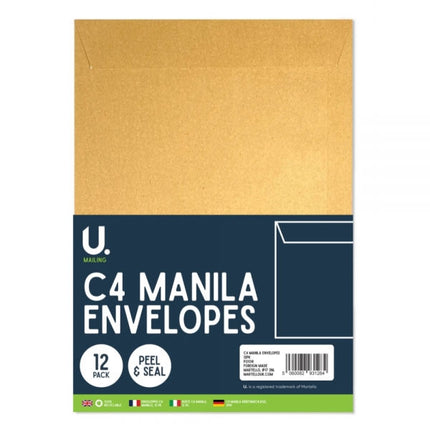 12 Manila C4 Envelopes