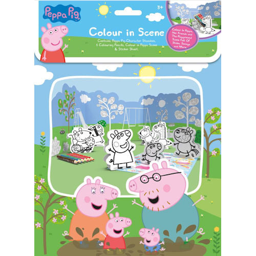 Peppa Pig Colour In Scene Character Standees Colouring Pencils Colour