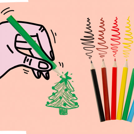 6 Christmas Halfsize Colouring Pencils
