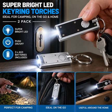 2 LED Keyring Torches