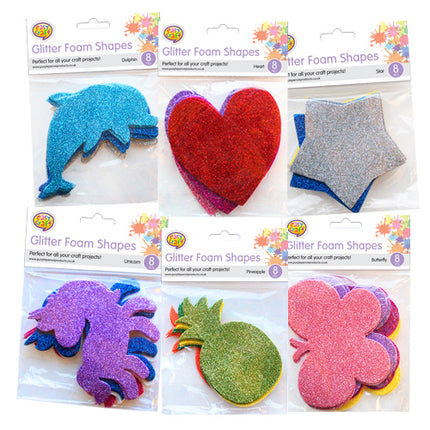 8 Glitter Foam Shapes