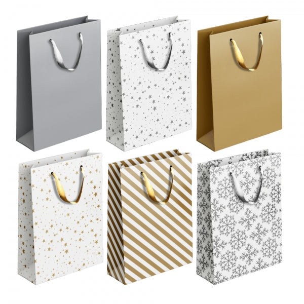 Gold/Silver Patterned Large Gift Bag