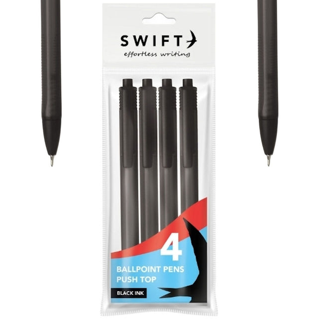 4 Black Retractable Tinted Pens