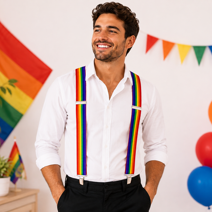 Rainbow Pride Braces Adjustable Adult Suspenders