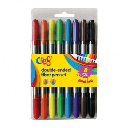 8 Double-Ended Fibre Tip Pens