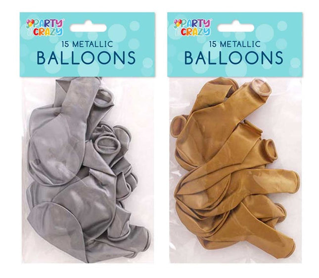 15 Metallic 9" Round Balloons