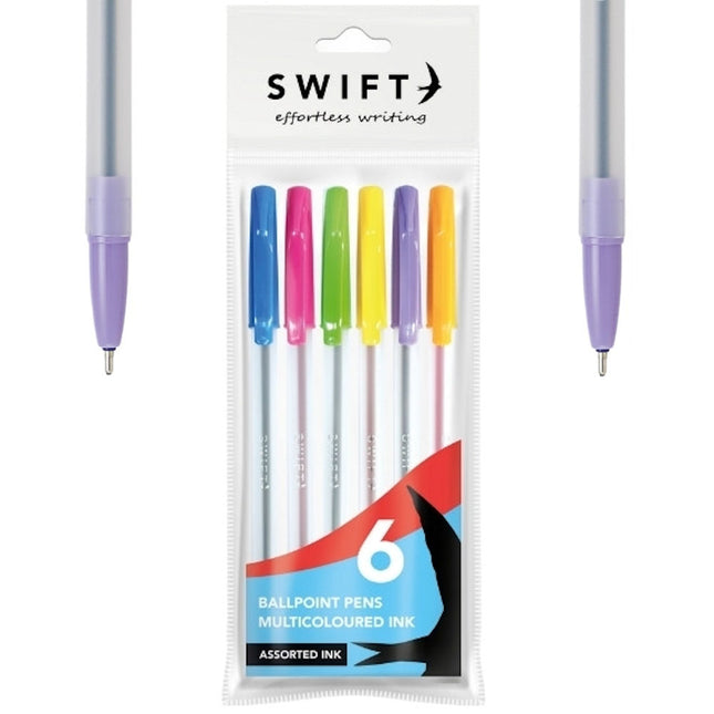6 Multicoloured Ballpoint Pens