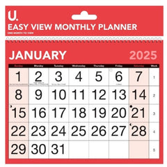 2025-2026 Red & Black Easy View Monthly Planner