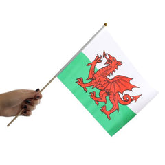 10 Wooden Wales Hand Flags