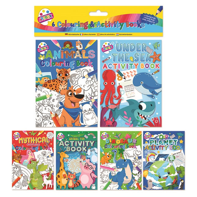 6 Mini Boys Colouring & Activity Books (Pack)