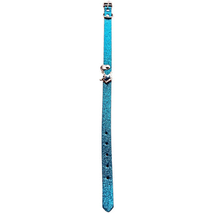 Blue Glitter Dog Collar With Crown