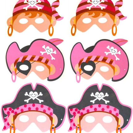 6 Foam Pink Pirate Masks
