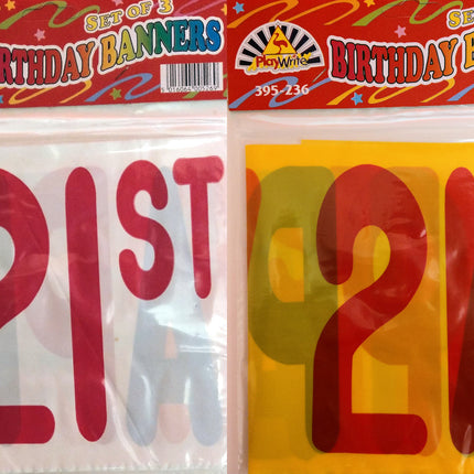 Happy 21st Birthday White/Yellow Banner
