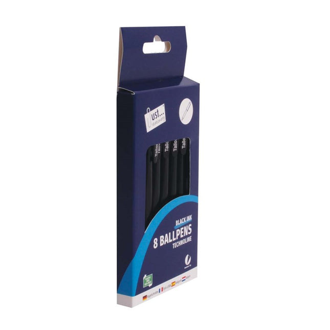 8 Black Technoline Pens