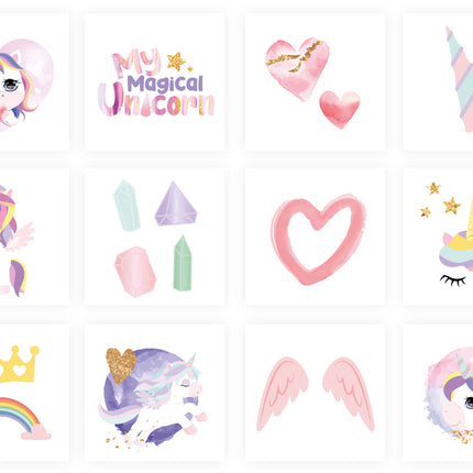 Unicorn Temporary Tattoos - 12 Pack