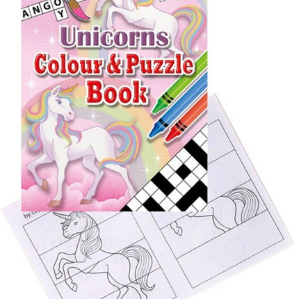6 Unicorn Colour & Puzzle Books