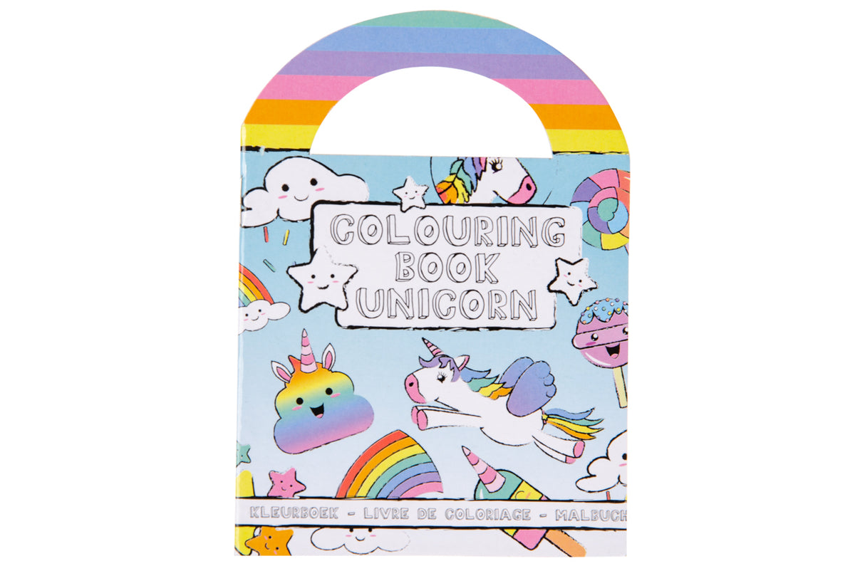 6 Unicorn Sticker & Colouring Books With Handles Ditzy Doll