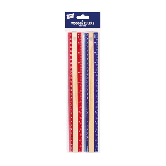 2 Wooden 12" Rulers (Pack)