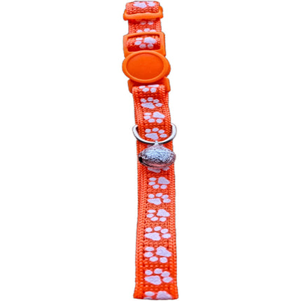Orange Paw Print Cat Collar
