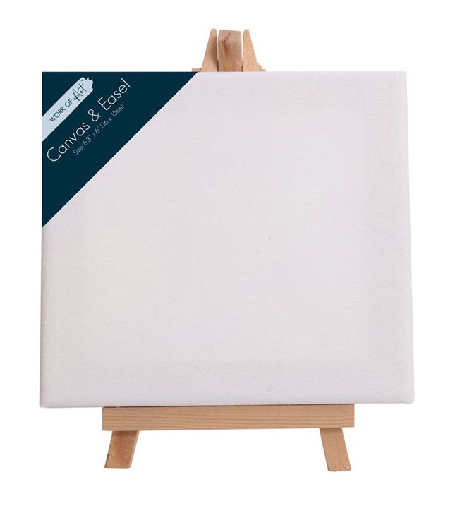 Mini 16cm x 15cm Canvas & Wooden Easel