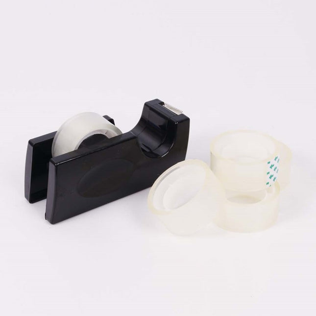 Black Tape Dispenser & 5 Clear Tape Rolls