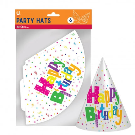 6 Happy Birthday Paper Hats