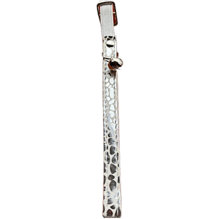 Silver Animal Print Elastic Cat Collar