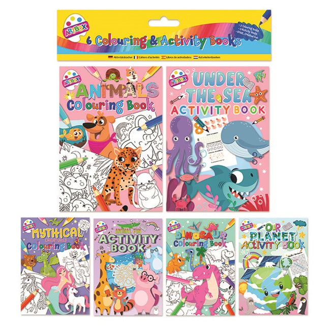 6 Mini Girls Colouring & Activity Books (Pack)