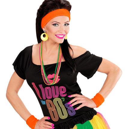 Neon Orange Sweatbands Set (Headband and 2 Wristbands)