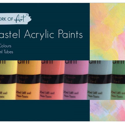 6 Pastel Coloured 75ml Acrylic Paint Set