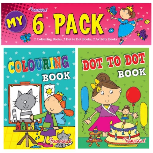 6 Mini Girls Colouring Activity Books
