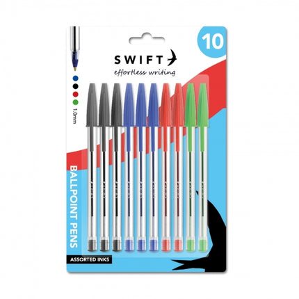 10 Assorted Pull Cap Ballpoint Pens