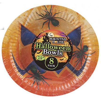 8 Halloween Pumpkin 7.5" Paper Bowls