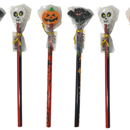 6 Halloween Pencils & Eraser Toppers