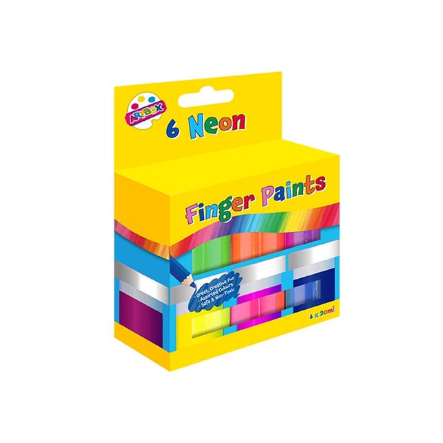 6 Neon 20ml Finger Paint Pots (Pack)