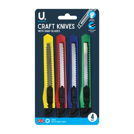 4 Coloured Snap Blades Craft Knives
