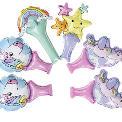 6 Unicorn Self-Inflating Handheld Balloons