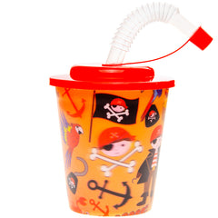 Pirate Reusable Plastic 3D Cup & Straw