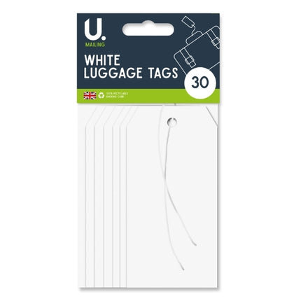 20 White Luggage Tags